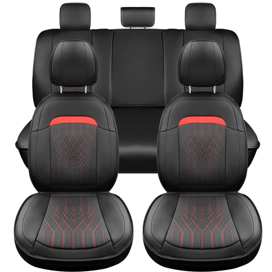 yotruth Seat Covers Full Set for Ford F150 2009-2024, Compatible with F250/F350/F450 2017-2024, (Black&Red)