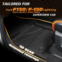 Yotruth Floor Mats for 2015-2024 Ford F150 SuperCrew Cab including 22-24 Lightning w/o Fold Flat Storage - YOTRUTH